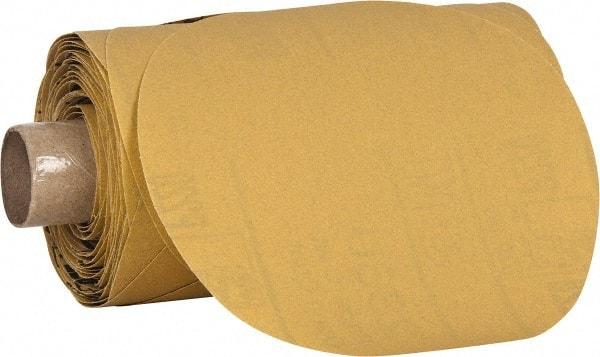 3M - 5" Diam, 320 Grit Aluminum Oxide Adhesive PSA Disc - Extra Fine Grade, Yellow, C Weighted Backing, Flexible, Use with Random Orbital Sanders - USA Tool & Supply