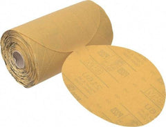 3M - 6" Diam, 320 Grit Aluminum Oxide Adhesive PSA Disc - Extra Fine Grade, Gold, A Weighted Backing, Flexible, Use with Random Orbital Sanders - USA Tool & Supply