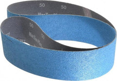 Norton - 2-1/2" Wide x 48" OAL, 50 Grit, Zirconia Alumina Abrasive Belt - Zirconia Alumina, Coarse, Coated, Y Weighted Cloth Backing, Dry, Series R821 - USA Tool & Supply