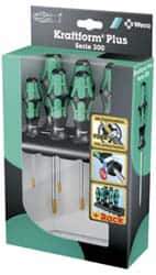 Wera - 6 Piece Torx Screwdriver Set - Bit Sizes: Torx T10, T15, T20, T25, T30 & T40 - USA Tool & Supply