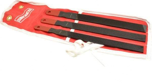 Simonds File - 3 Piece American Pattern File Set - 8", 10" Long, Bastard Coarseness, Paddle Handle, Set Includes Mill - USA Tool & Supply