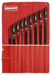 Simonds File - 9 Piece American Pattern File Set - 6", 10" Long, Bastard/Smooth Coarseness - USA Tool & Supply