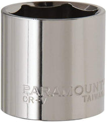 Paramount - 3/8" Drive, Standard Hand Socket - 6 Points, 1-3/16" OAL, Steel, Chrome Finish - USA Tool & Supply