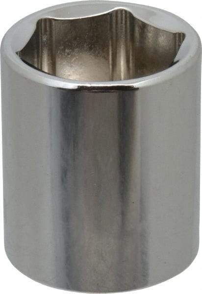 Paramount - 3/8" Drive, Standard Hand Socket - 6 Points, 1-3/16" OAL, Steel, Chrome Finish - USA Tool & Supply