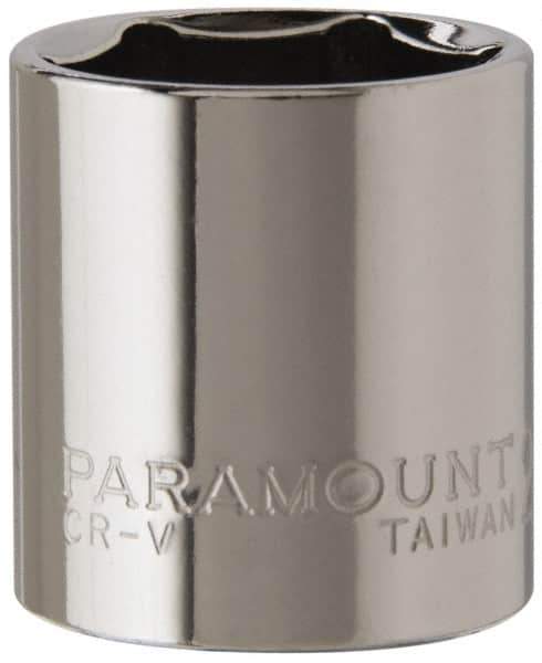 Paramount - 3/8" Drive, Standard Hand Socket - 6 Points, 1-3/16" OAL, Steel, Chrome Finish - USA Tool & Supply