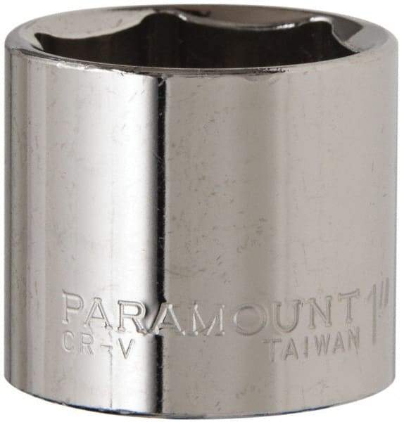 Paramount - 1", 3/8" Drive, Standard Hand Socket - 6 Points, 1-3/16" OAL, Steel, Chrome Finish - USA Tool & Supply