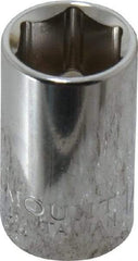 Paramount - 1/2", 3/8" Drive, Standard Hand Socket - 6 Points, 1-3/16" OAL, Steel, Chrome Finish - USA Tool & Supply