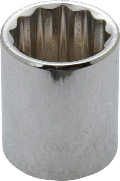 Paramount - 3/8" Drive, Standard Hand Socket - 12 Points, 1-3/16" OAL, Steel, Chrome Finish - USA Tool & Supply