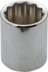 Paramount - 3/8" Drive, Standard Hand Socket - 12 Points, 1-3/16" OAL, Steel, Chrome Finish - USA Tool & Supply