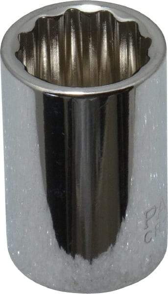 Paramount - 3/8" Drive, Standard Hand Socket - 12 Points, 1-3/16" OAL, Steel, Chrome Finish - USA Tool & Supply