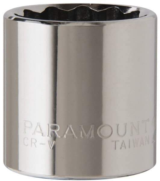 Paramount - 3/8" Drive, Standard Hand Socket - 12 Points, 1-3/16" OAL, Steel, Chrome Finish - USA Tool & Supply