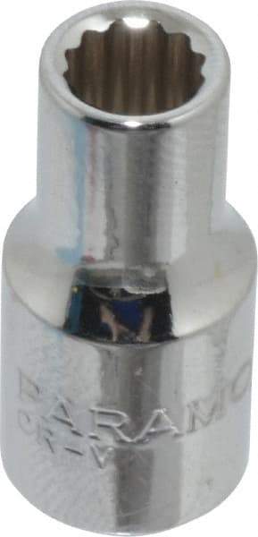 Paramount - 7/32", 1/4" Drive, Standard Hand Socket - 12 Points, 15/16" OAL, Steel, Chrome Finish - USA Tool & Supply