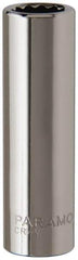 Paramount - 3/8", 1/4" Drive, Deep Hand Socket - 12 Points, 1-15/16" OAL, Steel, Chrome Finish - USA Tool & Supply