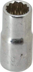 Paramount - 9/32", 1/4" Drive, Standard Hand Socket - 12 Points, 15/16" OAL, Steel, Chrome Finish - USA Tool & Supply