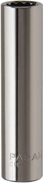 Paramount - 5/16", 1/4" Drive, Deep Hand Socket - 12 Points, 1-15/16" OAL, Steel, Chrome Finish - USA Tool & Supply