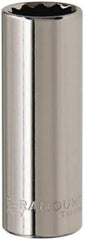 Paramount - 1/2", 1/4" Drive, Deep Hand Socket - 12 Points, 1-15/16" OAL, Steel, Chrome Finish - USA Tool & Supply