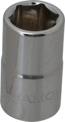 Paramount - 1/2" Drive, Standard Hand Socket - 6 Points, 1-1/2" OAL, Steel, Chrome Finish - USA Tool & Supply