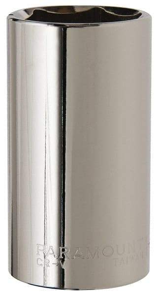 Paramount - 1-1/4", 1/2" Drive, Deep Hand Socket - 6 Points, 3-1/4" OAL, Steel, Chrome Finish - USA Tool & Supply