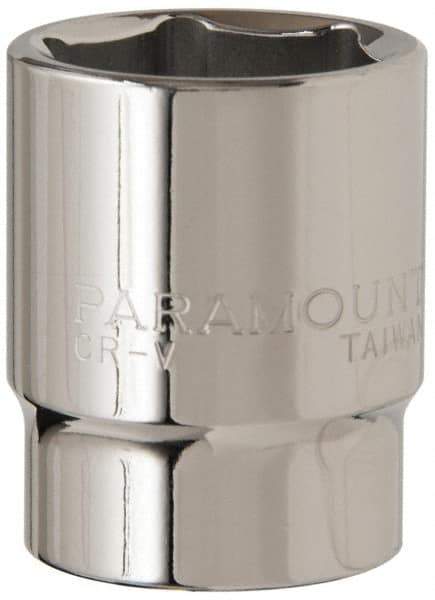 Paramount - 1/2" Drive, Standard Hand Socket - 6 Points, 1-1/2" OAL, Steel, Chrome Finish - USA Tool & Supply