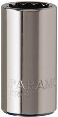 Paramount - 1/4" Drive, Standard Hand Socket - 12 Points, 15/16" OAL, Steel, Chrome Finish - USA Tool & Supply