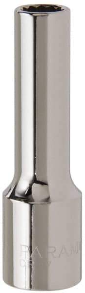 Paramount - 1/2" Drive, Deep Hand Socket - 12 Points, 3-3/32" OAL, Steel, Chrome Finish - USA Tool & Supply