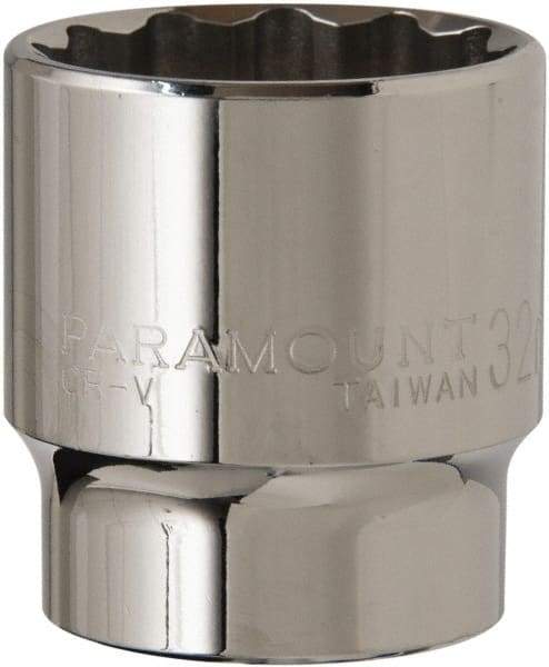 Paramount - 1/2" Drive, Standard Hand Socket - 12 Points, 1-1/2" OAL, Steel, Chrome Finish - USA Tool & Supply