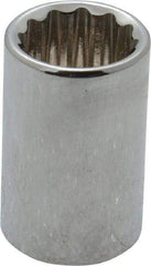 Paramount - 7/16", 1/4" Drive, Standard Hand Socket - 12 Points, 15/16" OAL, Steel, Chrome Finish - USA Tool & Supply