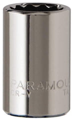 Paramount - 1/4" Drive, Standard Hand Socket - 12 Points, 15/16" OAL, Steel, Chrome Finish - USA Tool & Supply