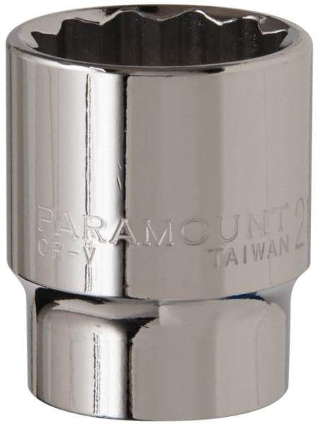 Paramount - 1/2" Drive, Standard Hand Socket - 12 Points, 1-1/2" OAL, Steel, Chrome Finish - USA Tool & Supply