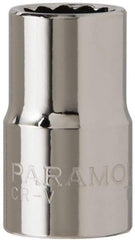 Paramount - 1/2" Drive, Standard Hand Socket - 12 Points, 1-1/2" OAL, Steel, Chrome Finish - USA Tool & Supply