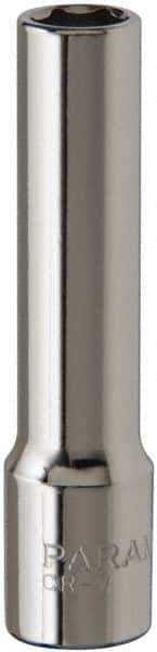 Paramount - 1/4", 1/4" Drive, Deep Hand Socket - 6 Points, 1-15/16" OAL, Steel, Chrome Finish - USA Tool & Supply