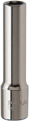 Paramount - 1/4", 1/4" Drive, Deep Hand Socket - 6 Points, 1-15/16" OAL, Steel, Chrome Finish - USA Tool & Supply