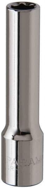 Paramount - 1/4" Drive, Deep Hand Socket - 6 Points, 1-15/16" OAL, Steel, Chrome Finish - USA Tool & Supply