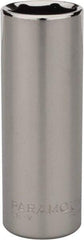 Paramount - 1/2", 1/4" Drive, Deep Hand Socket - 6 Points, 1-15/16" OAL, Steel, Chrome Finish - USA Tool & Supply