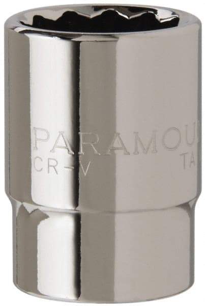 Paramount - 1/2" Drive, Standard Hand Socket - 12 Points, 1-1/2" OAL, Steel, Chrome Finish - USA Tool & Supply