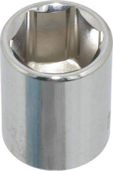 Paramount - 9/16", 1/4" Drive, Standard Hand Socket - 6 Points, 15/16" OAL, Steel, Chrome Finish - USA Tool & Supply