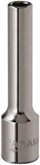 Paramount - 3/16", 1/4" Drive, Deep Hand Socket - 6 Points, 1-15/16" OAL, Steel, Chrome Finish - USA Tool & Supply