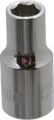 Paramount - 1/4" Drive, Standard Hand Socket - 6 Points, 15/16" OAL, Steel, Chrome Finish - USA Tool & Supply