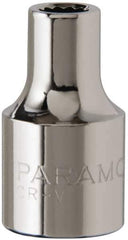 Paramount - 3/8" Drive, Standard Hand Socket - 12 Points, 1-15/16" OAL, Steel, Chrome Finish - USA Tool & Supply