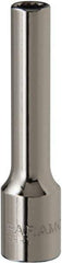 Paramount - 3/16", 1/4" Drive, Deep Hand Socket - 12 Points, 1-15/16" OAL, Steel, Chrome Finish - USA Tool & Supply