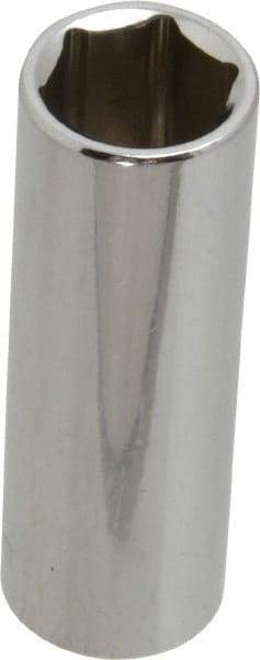 Paramount - 1/4" Drive, Deep Hand Socket - 6 Points, 1-15/16" OAL, Steel, Chrome Finish - USA Tool & Supply