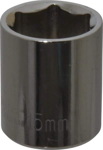 Paramount - 1/4" Drive, Standard Hand Socket - 6 Points, 15/16" OAL, Steel, Chrome Finish - USA Tool & Supply