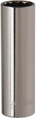 Paramount - 11/16", 1/2" Drive, Deep Hand Socket - 12 Points, 3-3/32" OAL, Steel, Chrome Finish - USA Tool & Supply