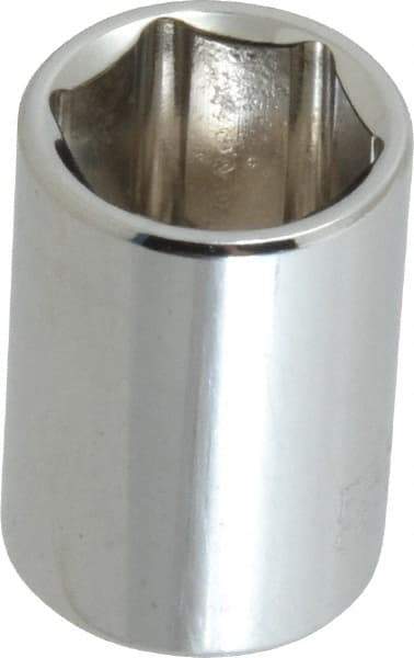 Paramount - 1/4" Drive, Standard Hand Socket - 6 Points, 15/16" OAL, Steel, Chrome Finish - USA Tool & Supply