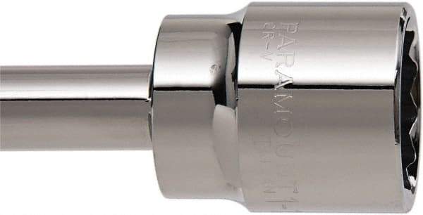 Paramount - 1-1/8", 1/2" Drive, Standard Hand Socket - 12 Points, 1-1/2" OAL, Steel, Chrome Finish - USA Tool & Supply