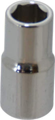 Paramount - 1/4" Drive, Standard Hand Socket - 6 Points, 15/16" OAL, Steel, Chrome Finish - USA Tool & Supply