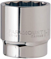 Paramount - 1-7/16", 1/2" Drive, Standard Hand Socket - 12 Points, 1-1/2" OAL, Steel, Chrome Finish - USA Tool & Supply