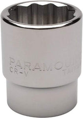 Paramount - 15/16", 1/2" Drive, Standard Hand Socket - 12 Points, 1-1/2" OAL, Steel, Chrome Finish - USA Tool & Supply