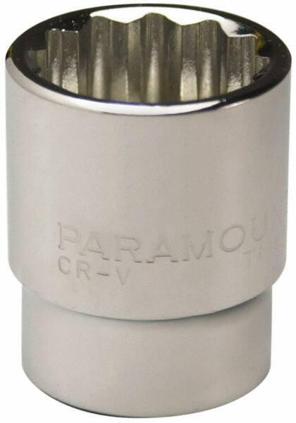 Paramount - 13/16", 1/2" Drive, Standard Hand Socket - 12 Points, 1-1/2" OAL, Steel, Chrome Finish - USA Tool & Supply