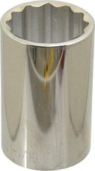 Paramount - 1-7/16", 1/2" Drive, Deep Hand Socket - 12 Points, 3-1/2" OAL, Steel, Chrome Finish - USA Tool & Supply